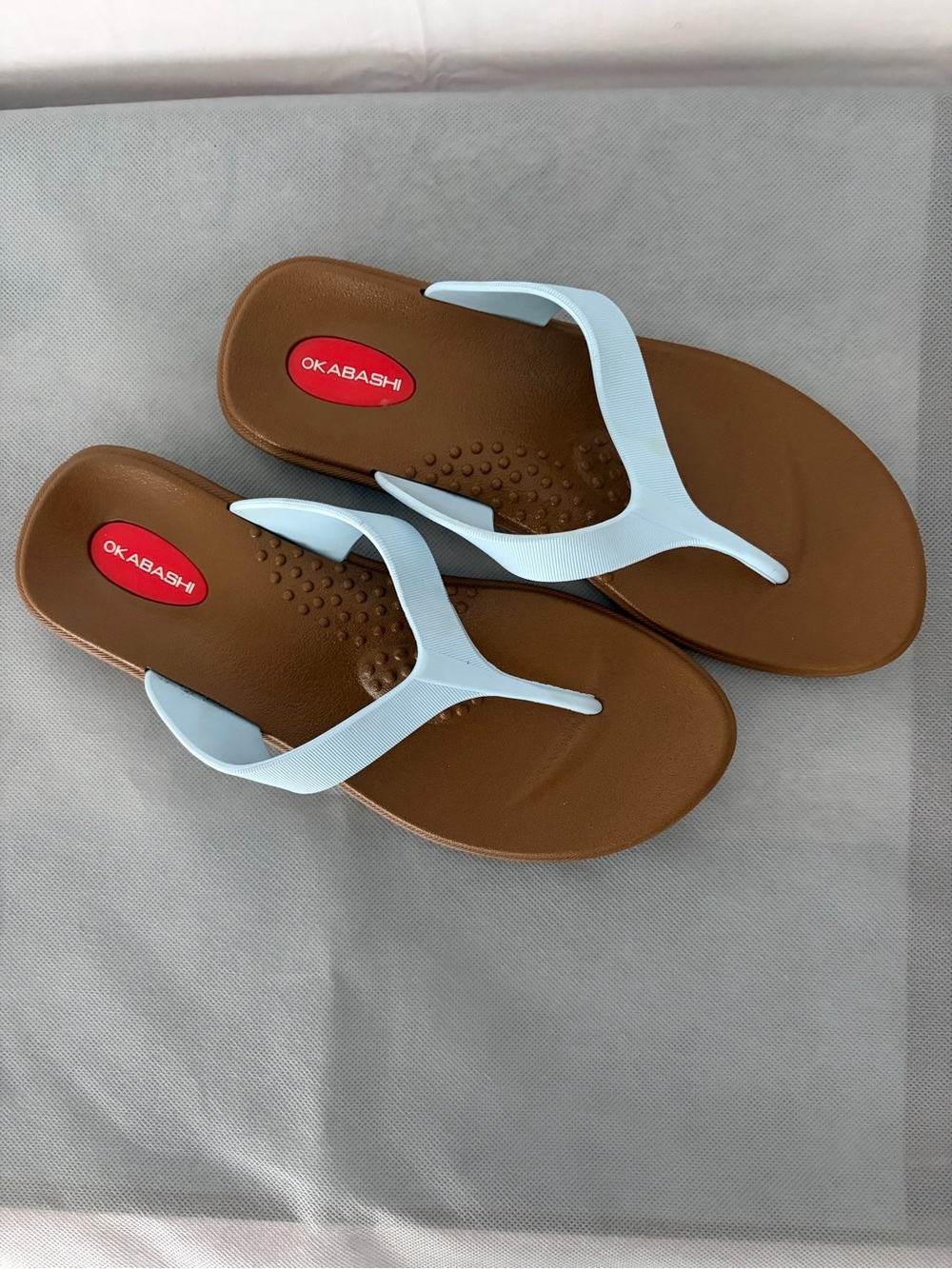 Okabashi Women’s Size M Brown Blue Orthotic Flip Flops(B197)